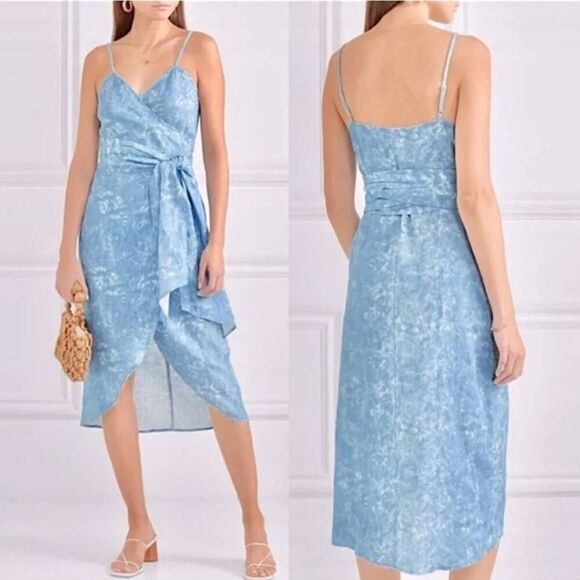 Reformation Court Linen Wrap Dress Sz XS NWOT - Picture 1 of 13